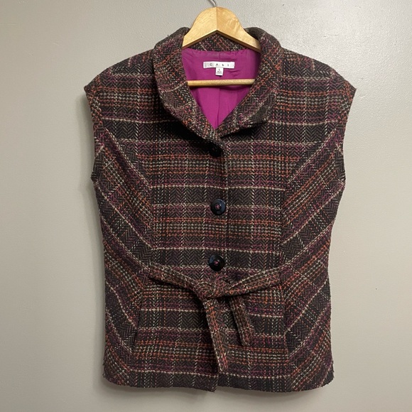 CAbi Jackets & Blazers - CAbi Plaid Vest with Button Detail